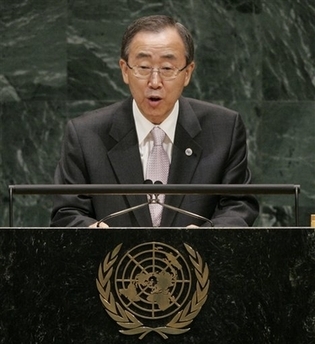 Ban Ki Moon.Secretario Gral  de las Naciones Unidas. AP Photo/Ed Betz